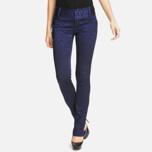 Alice + Olivia Andrew Navy Leopard Print Pants Trousers Y2K Size 8 - Picture 1 of 11